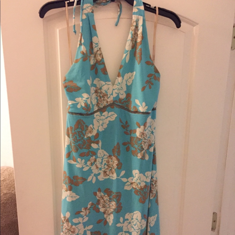 BCBG Max Azria Floral Print Spandex Halter Dress